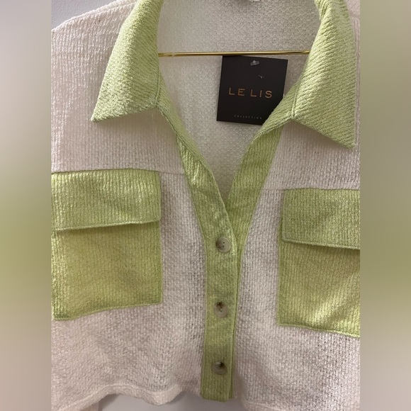 NWT Le Lis Lime + Cream Knit Top - Picture 5 of 8